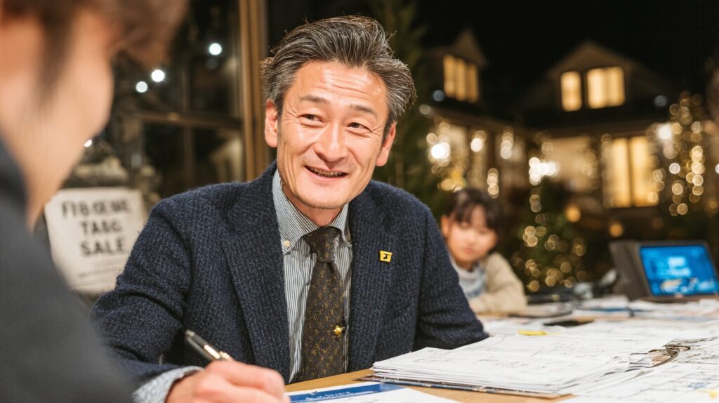 建売住宅の契約前チェックリストを確認する専門家と家族の相談風景