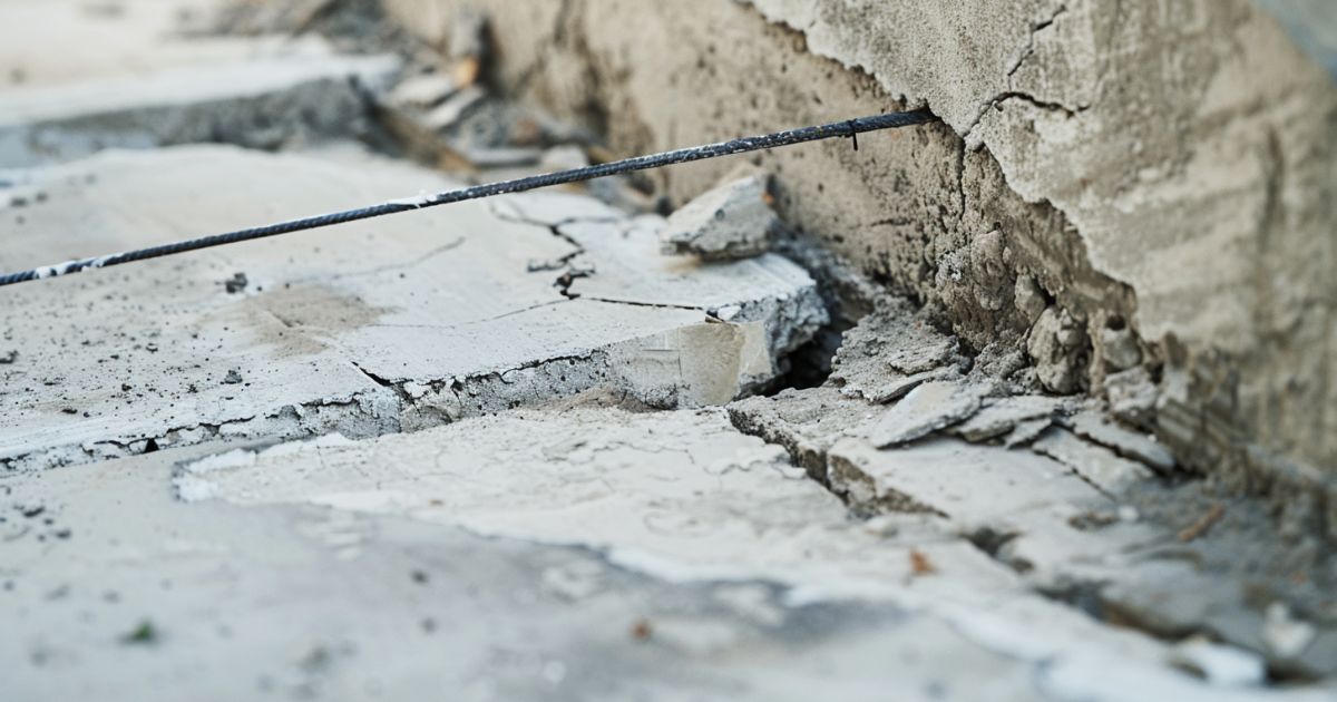 基礎の欠陥は住宅の寿命を縮めます 基礎にひび割れや鉄筋露出がある欠陥住宅の写真