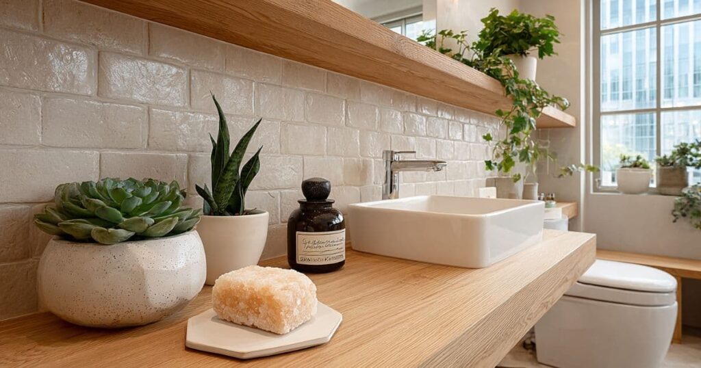 鬼門(北東)のトイレに最適な「白」と「ベージュ」を基調とした清潔なインテリア実例