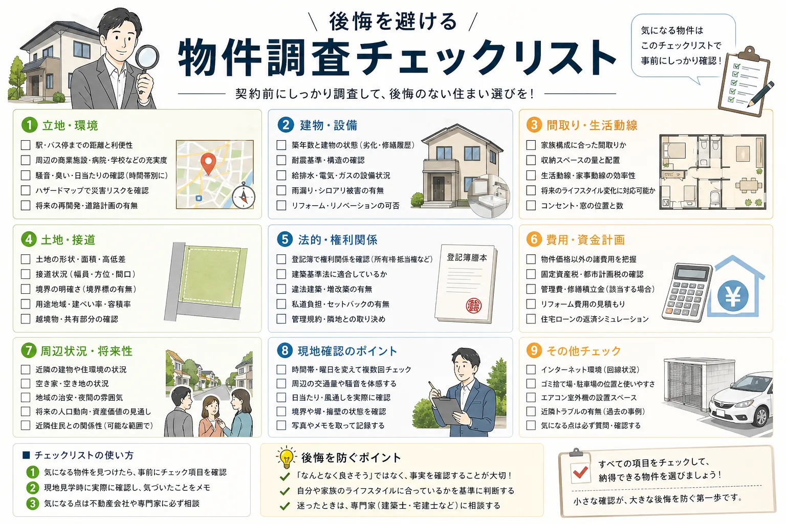 戸建購入前に確認したい物件調査チェックリストの図解画像