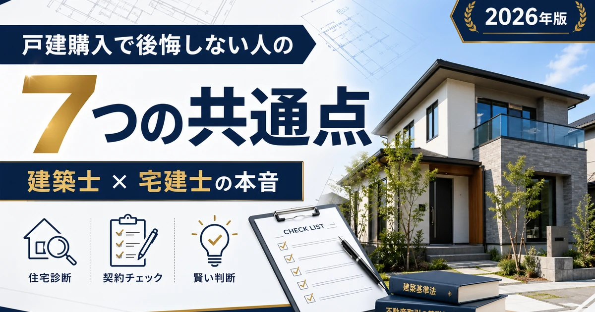 戸建購入で後悔しない人の7つの共通点を解説する記事のアイキャッチ画像