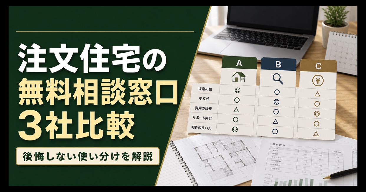 注文住宅の無料相談窓口3社を比較するチェック表の画像