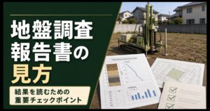 地盤調査機と地盤調査報告書のグラフを確認する画像