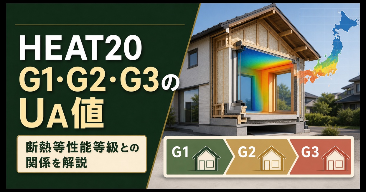 HEAT20のG1・G2・G3と住宅の断熱性能を示すアイキャッチ画像