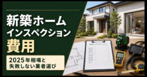新築ホームインスペクション費用と検査機器を示すアイキャッチ画像