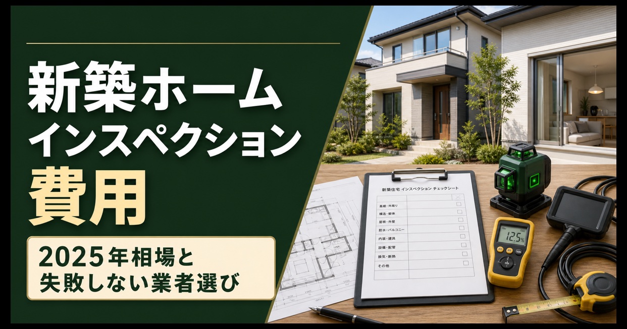 新築ホームインスペクション費用と検査機器を示すアイキャッチ画像