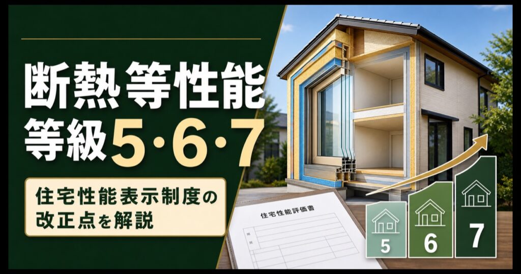 断熱等性能等級5・6・7と高断熱住宅の構造を示す画像