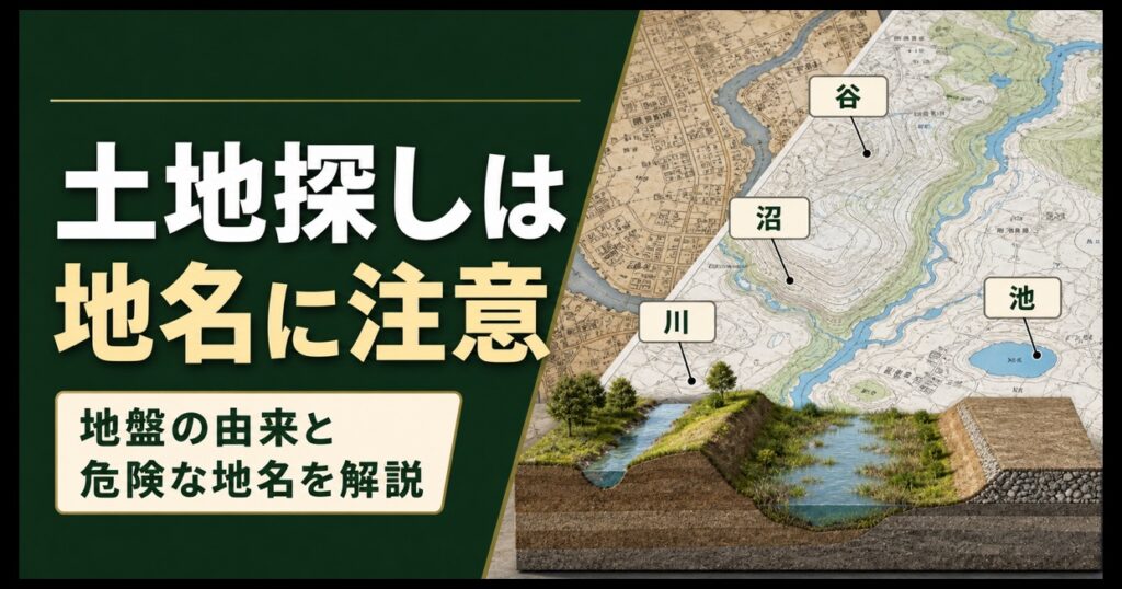 地名から谷や沼や川など地盤の由来を読み取る地形図の画像