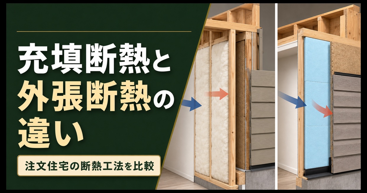 充填断熱と外張断熱の壁構造を比較するアイキャッチ画像
