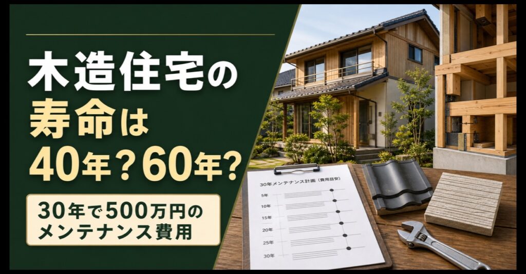木造住宅の寿命と30年間のメンテナンス費用を示すアイキャッチ画像