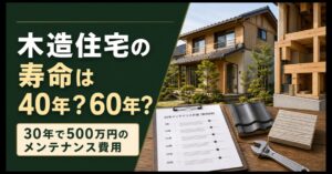 木造住宅の寿命と30年間のメンテナンス費用を示すアイキャッチ画像
