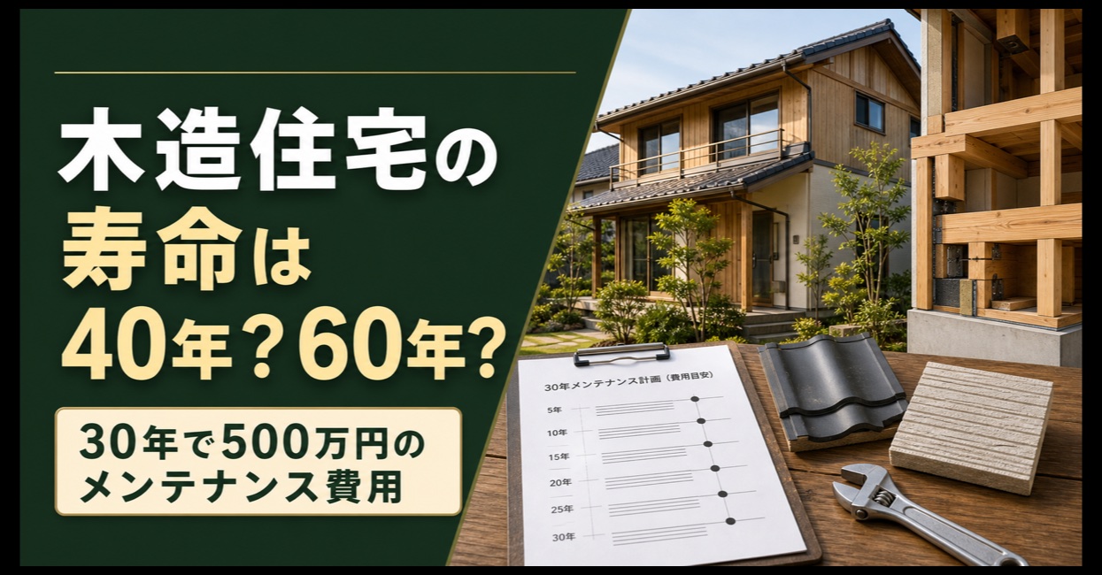 木造住宅の寿命と30年間のメンテナンス費用を示すアイキャッチ画像